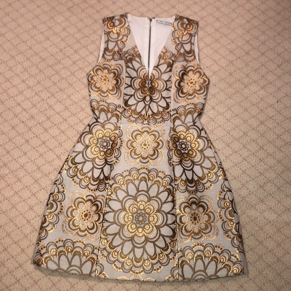 Alice+Olivia Gold Print Dress - Size 2